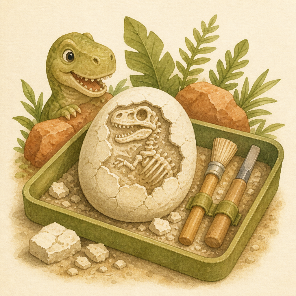 Illustratie van een dino-fossiel om op te graven